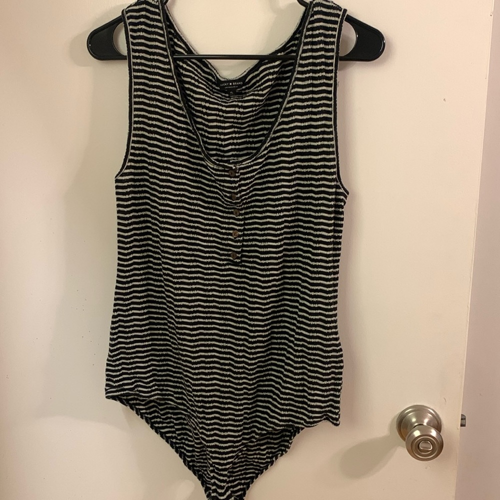 XL striped ribbed sleeveless body suit - Lucky Brand